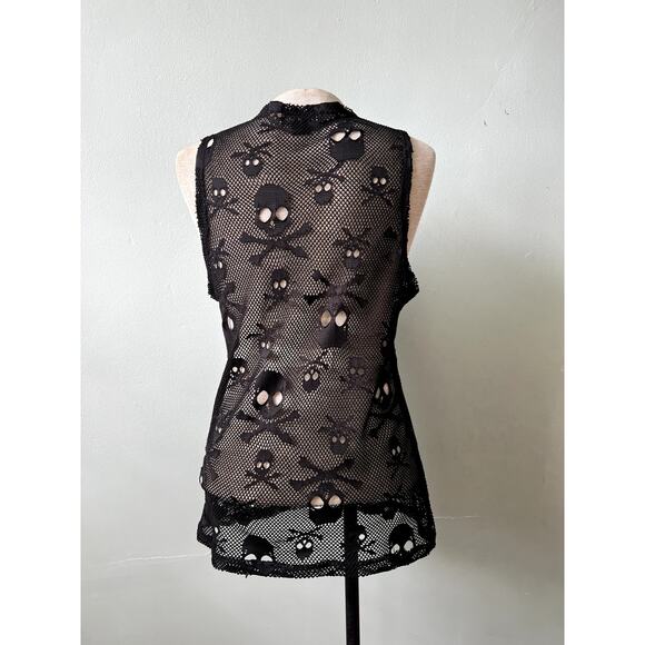 Y2k/90s Lace Skull Crossbone Goth Tank Top by Tripp NYC - Size Small - Picture 5 of 6